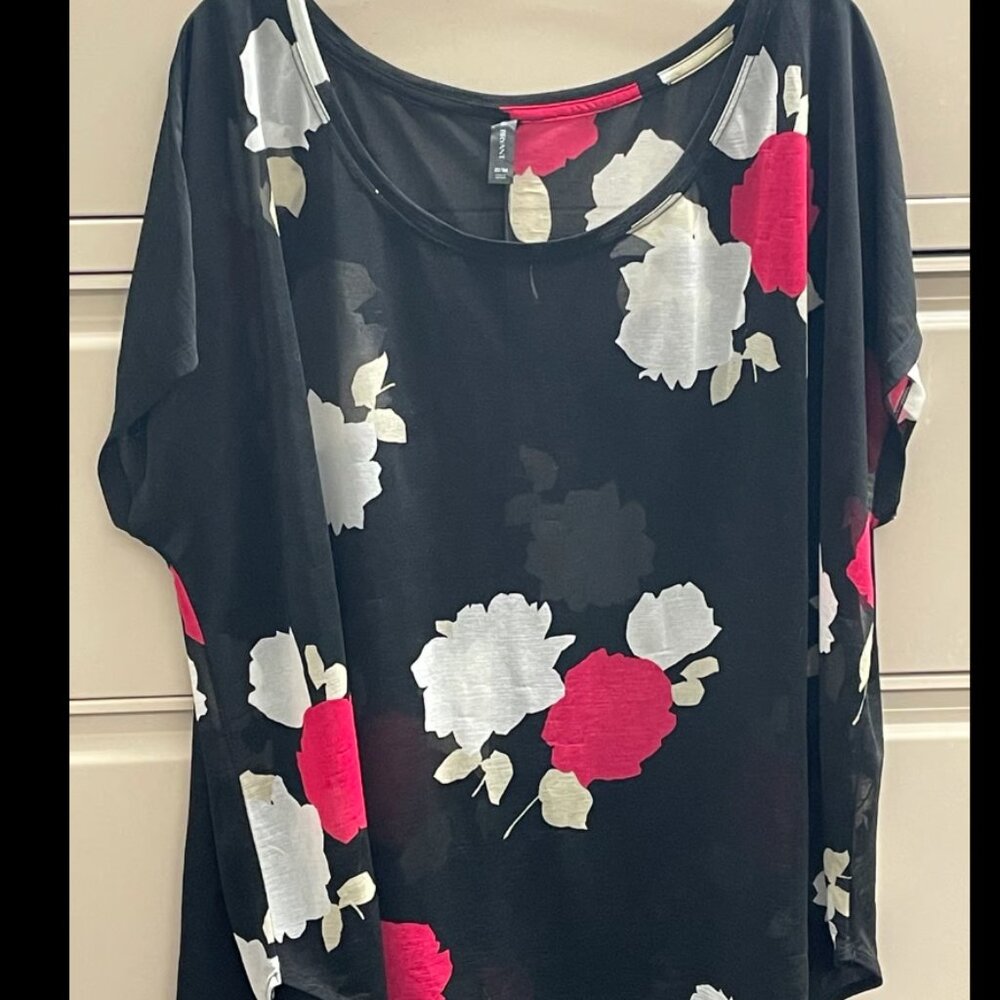 Lane Bryant Sheer Black Floral Blouse
